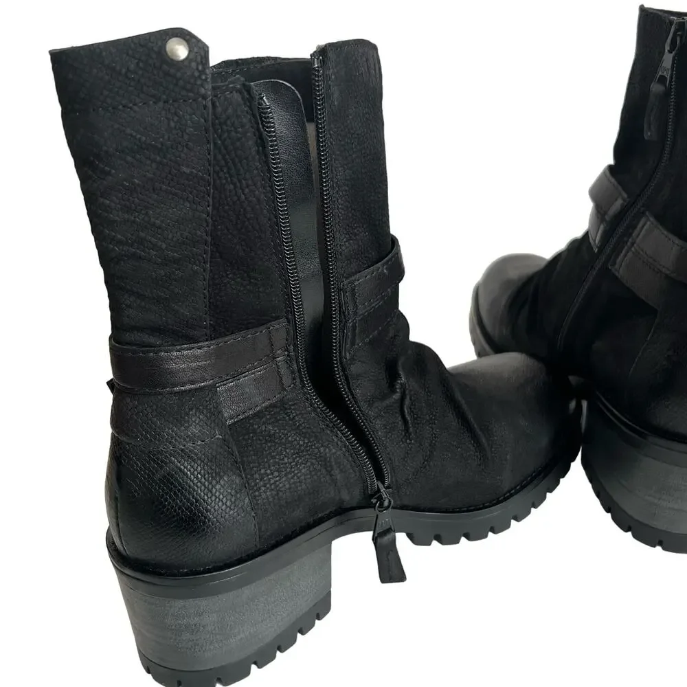 Miz Mooz Marjorie Leather Wraparound Ankle Strap Moto Boots Size 42 EU - Picture 5 of 14